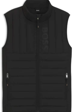 Equestrian waterproof gilet with vertical logo print