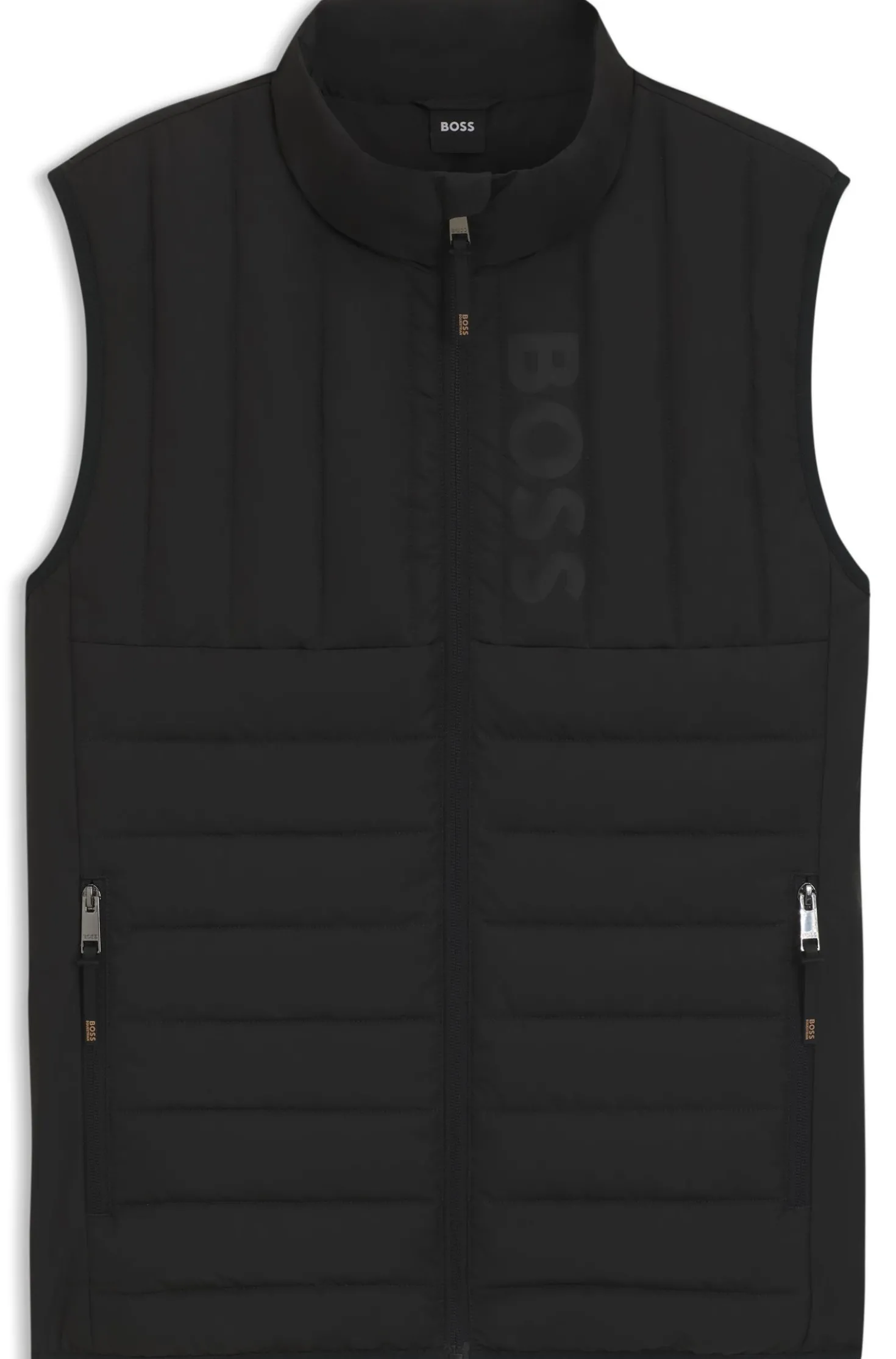 Equestrian waterproof gilet with vertical logo print
