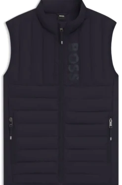 Equestrian waterproof gilet with vertical logo print