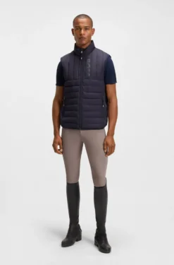 Equestrian waterproof gilet with vertical logo print