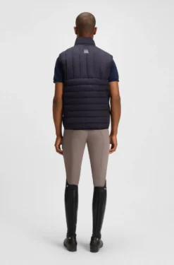 Equestrian waterproof gilet with vertical logo print