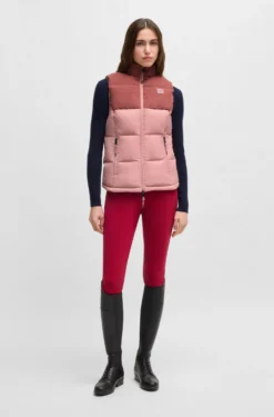 Equestrian waterproof gilet with corduroy trim
