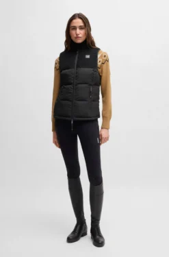 Equestrian waterproof gilet with corduroy trim
