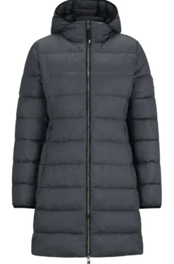 Equestrian waterproof hooded puffer jacket with adjustable zips