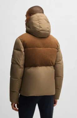 Equestrian waterproof jacket with corduroy details