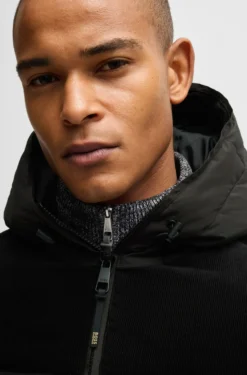 Equestrian waterproof jacket with corduroy details