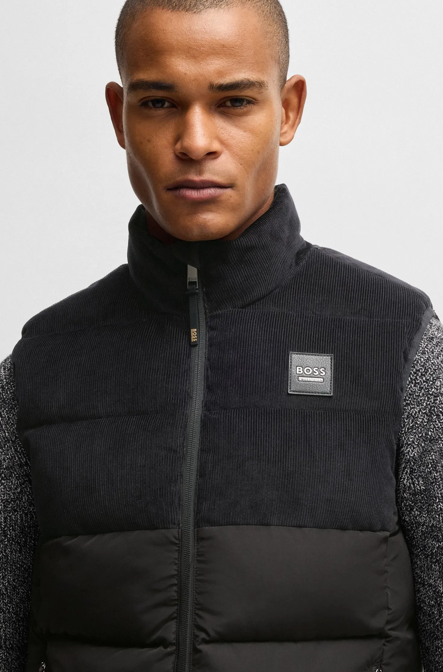 Equestrian waterproof padded gilet with panel