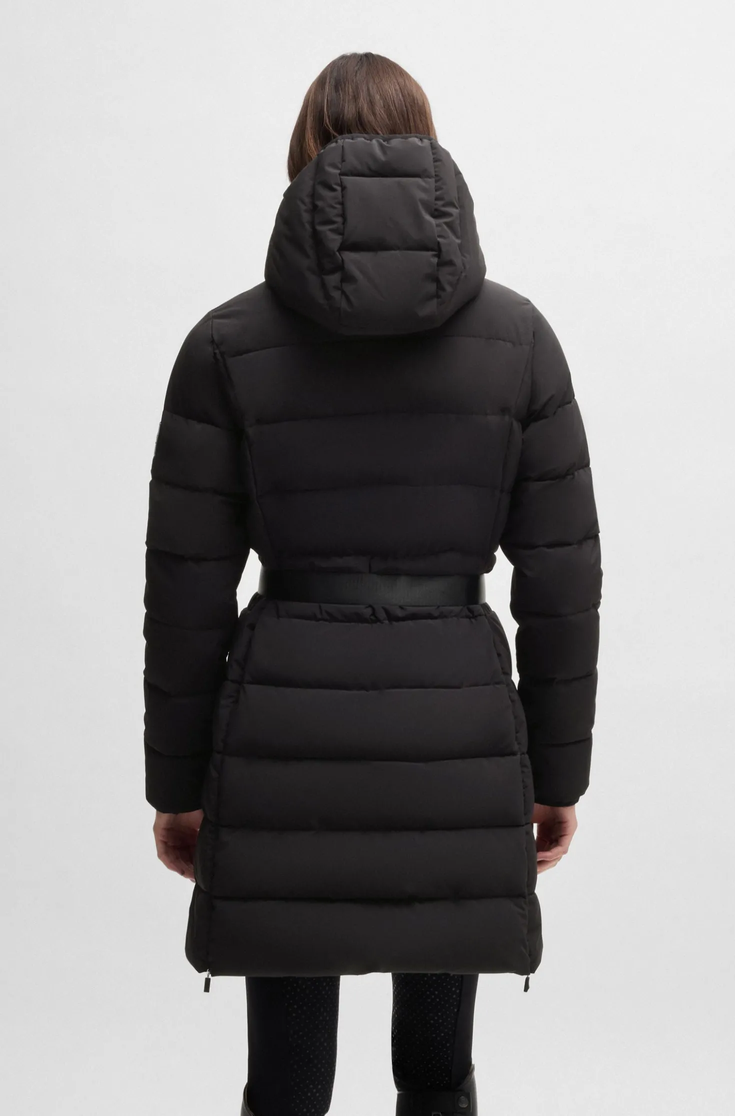 Equestrian water-repellent quilted coat with side zips