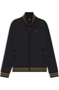 Equestrian zip cardigan with stripe trims