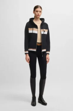 Equestrian zip hoodie in Italian stretch cotton