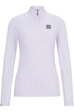 Equestrian zip-neck training top in breathable stretch fabric