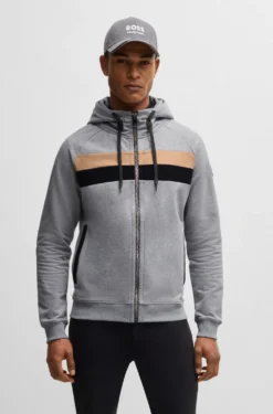 Equestrian zip-up hoodie in Italian stretch cotton