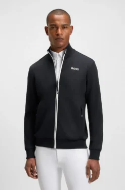 Equestrian zip-up jacket with signature-stripe trims