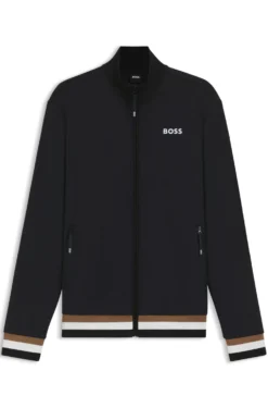 Equestrian zip-up jacket with signature-stripe trims