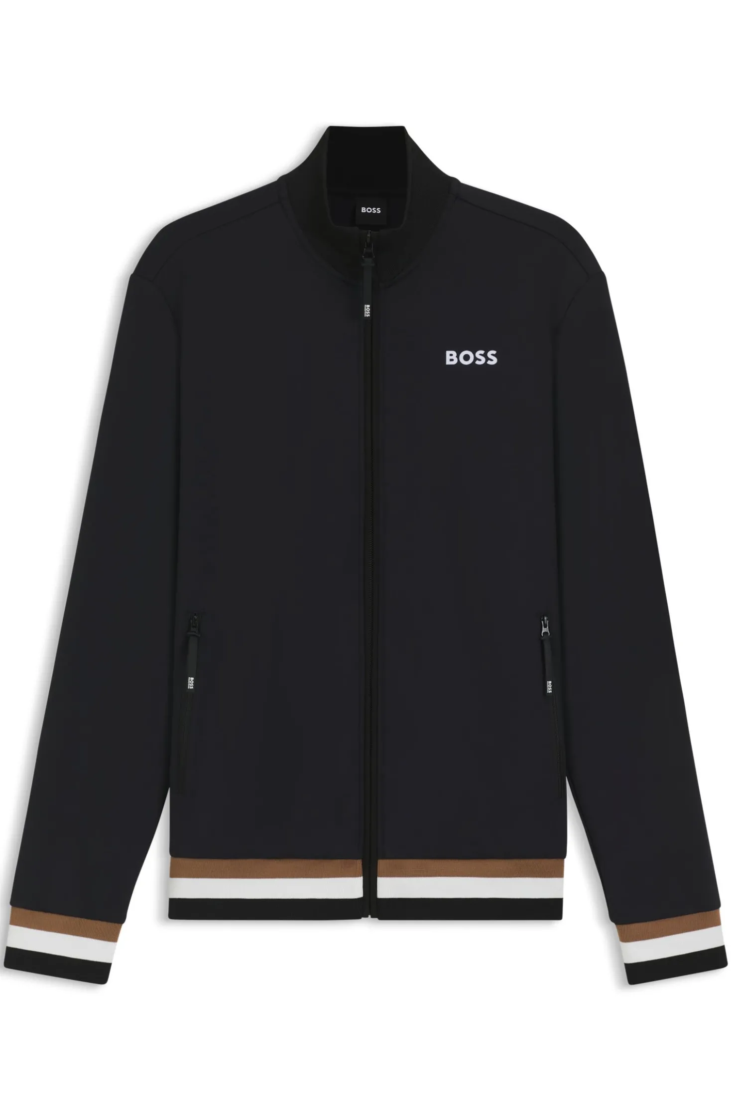 Equestrian zip-up jacket with signature-stripe trims