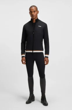 Equestrian zip-up jacket with signature-stripe trims