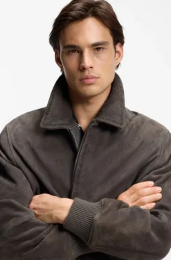 Extra-slim-fit jacket in soft suede