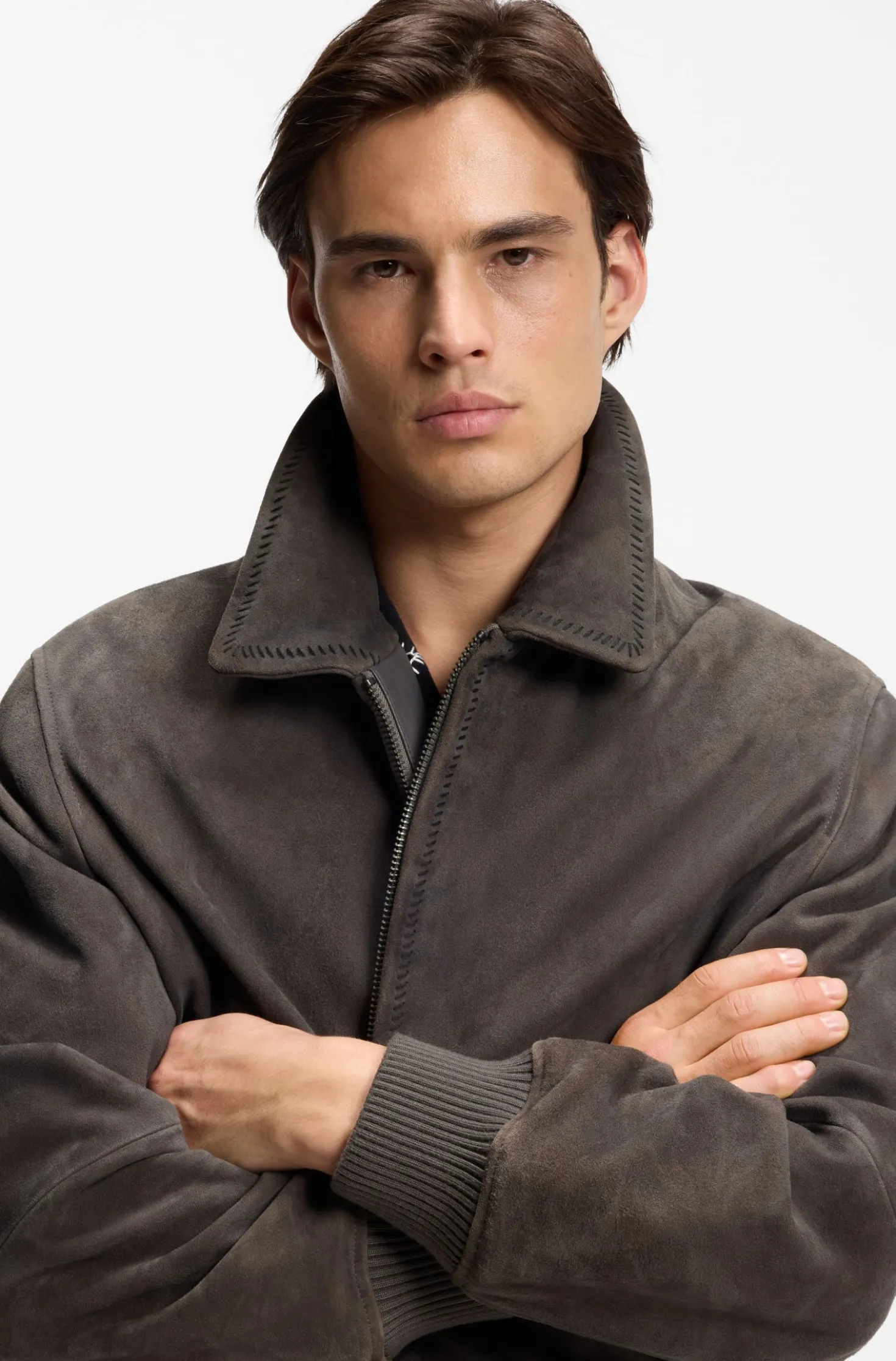 Extra-slim-fit jacket in soft suede