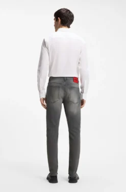 Extra-slim-fit jeans in distressed grey stretch denim