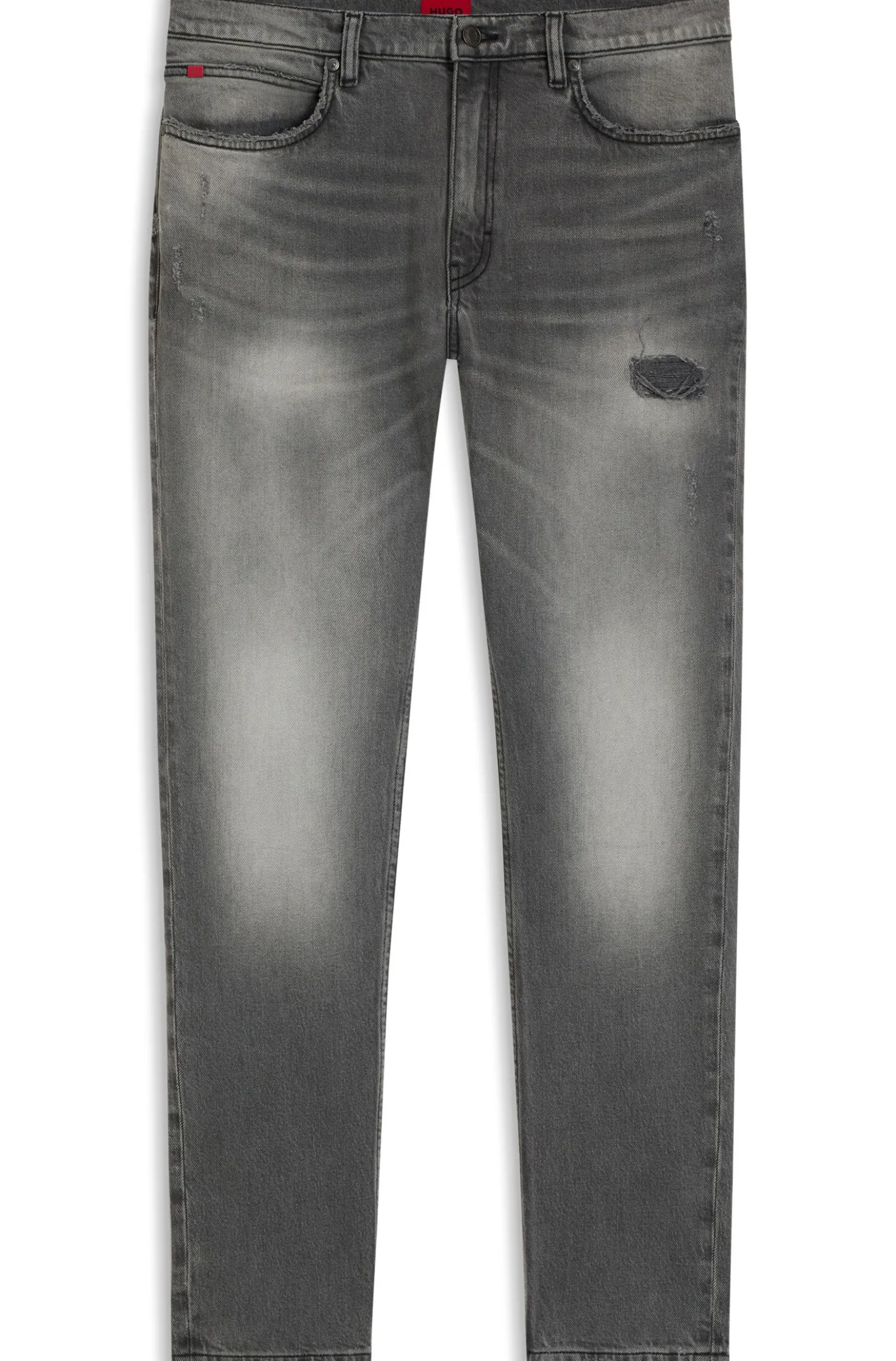 Extra-slim-fit jeans in distressed grey stretch denim