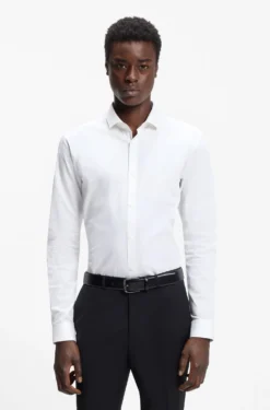 Extra-slim-fit shirt in cotton poplin with spread collar