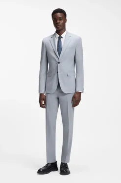 Extra-slim-fit suit in wool-blend poplin