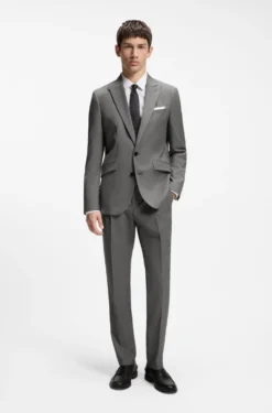 Extra-slim-fit suit jacket in virgin-wool dobby