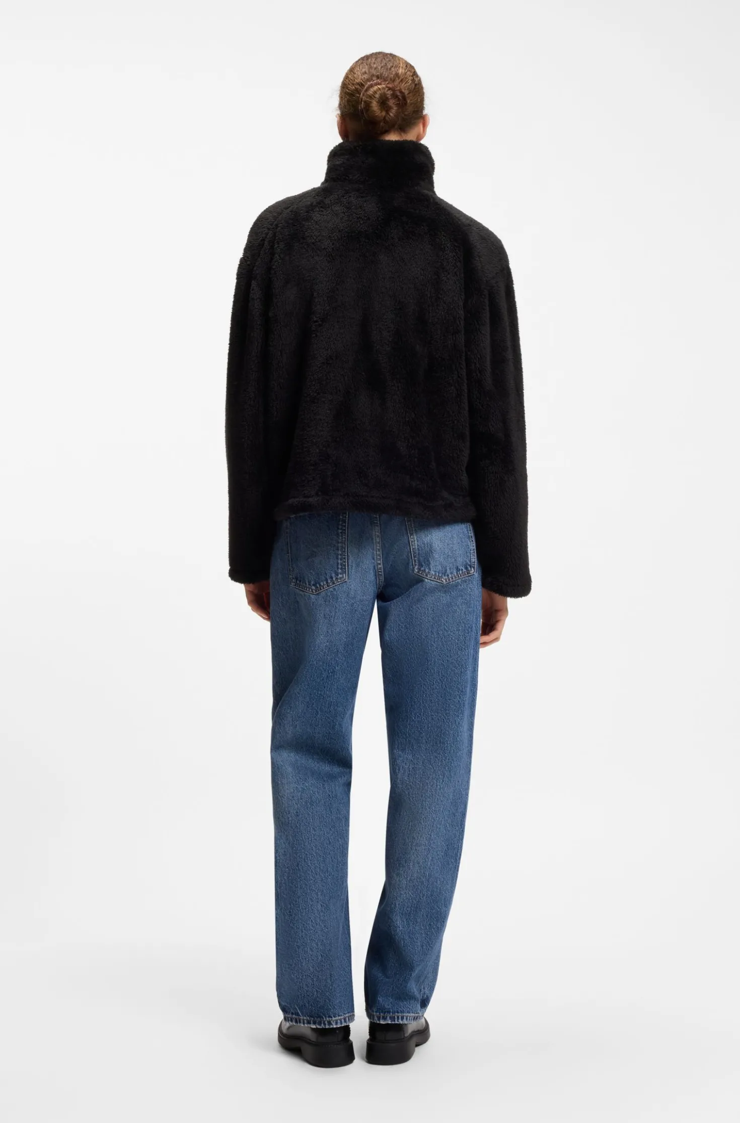 Faux-fur jacket with contrasting patch pockets