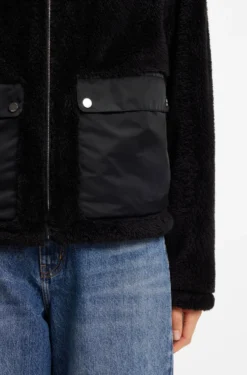 Faux-fur jacket with contrasting patch pockets