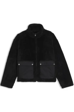 Faux-fur jacket with contrasting patch pockets