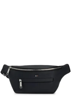 Faux-leather belt bag with embossed logo