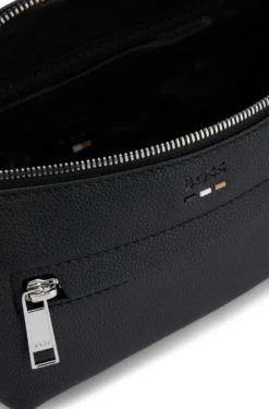 Faux-leather belt bag with embossed logo