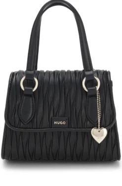 Faux-leather handbag with heart charm