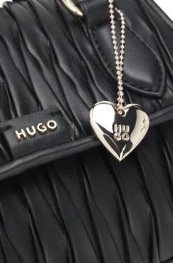 Faux-leather handbag with heart charm