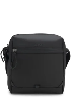 Faux-leather reporter bag with reflective details