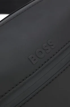 Faux-leather reporter bag with reflective details