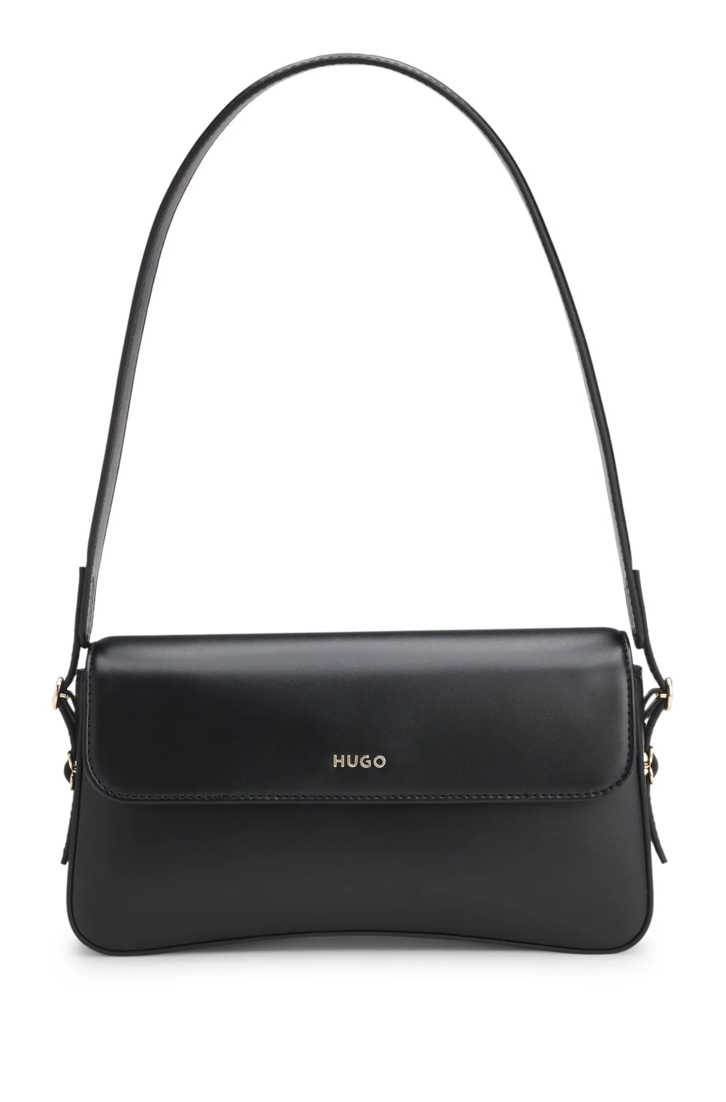 Faux-leather shoulder bag with logo lettering