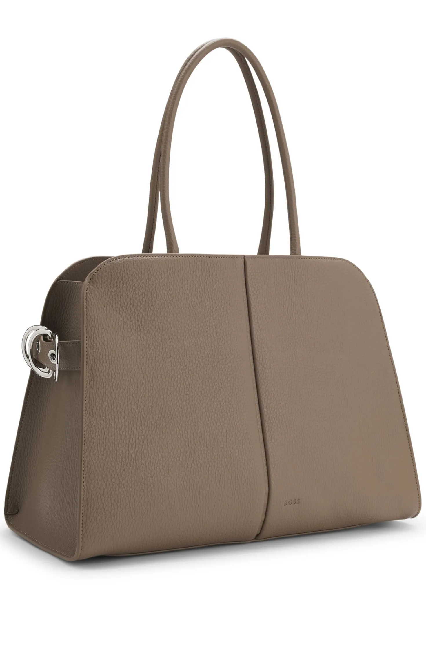 Faux-leather tote bag with embossed logo