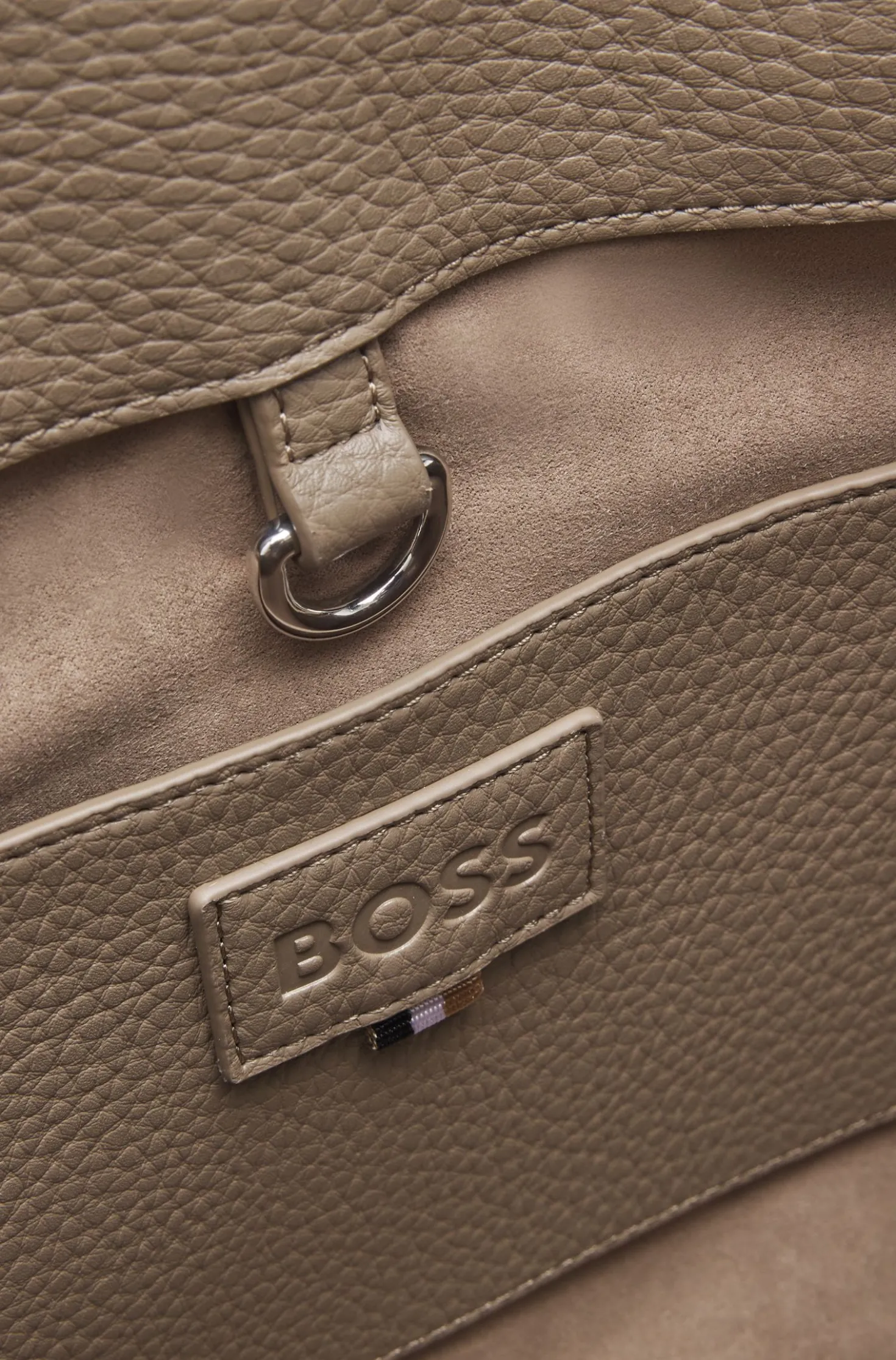 Faux-leather tote bag with embossed logo