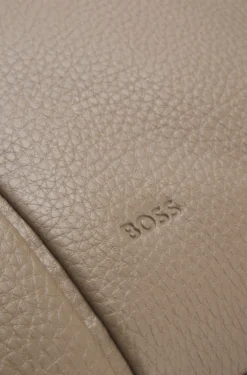 Faux-leather tote bag with embossed logo