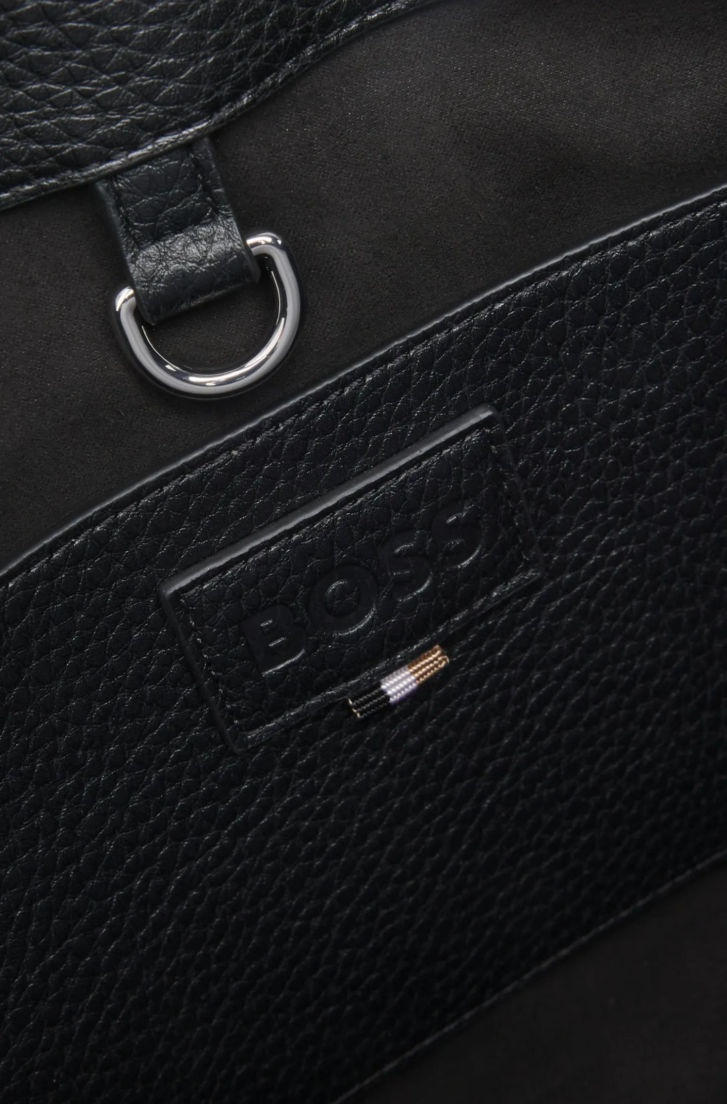 Faux-leather tote bag with embossed logo