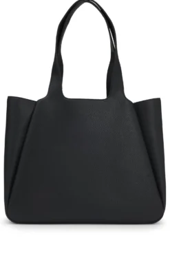 Faux-leather tote bag with logo patch