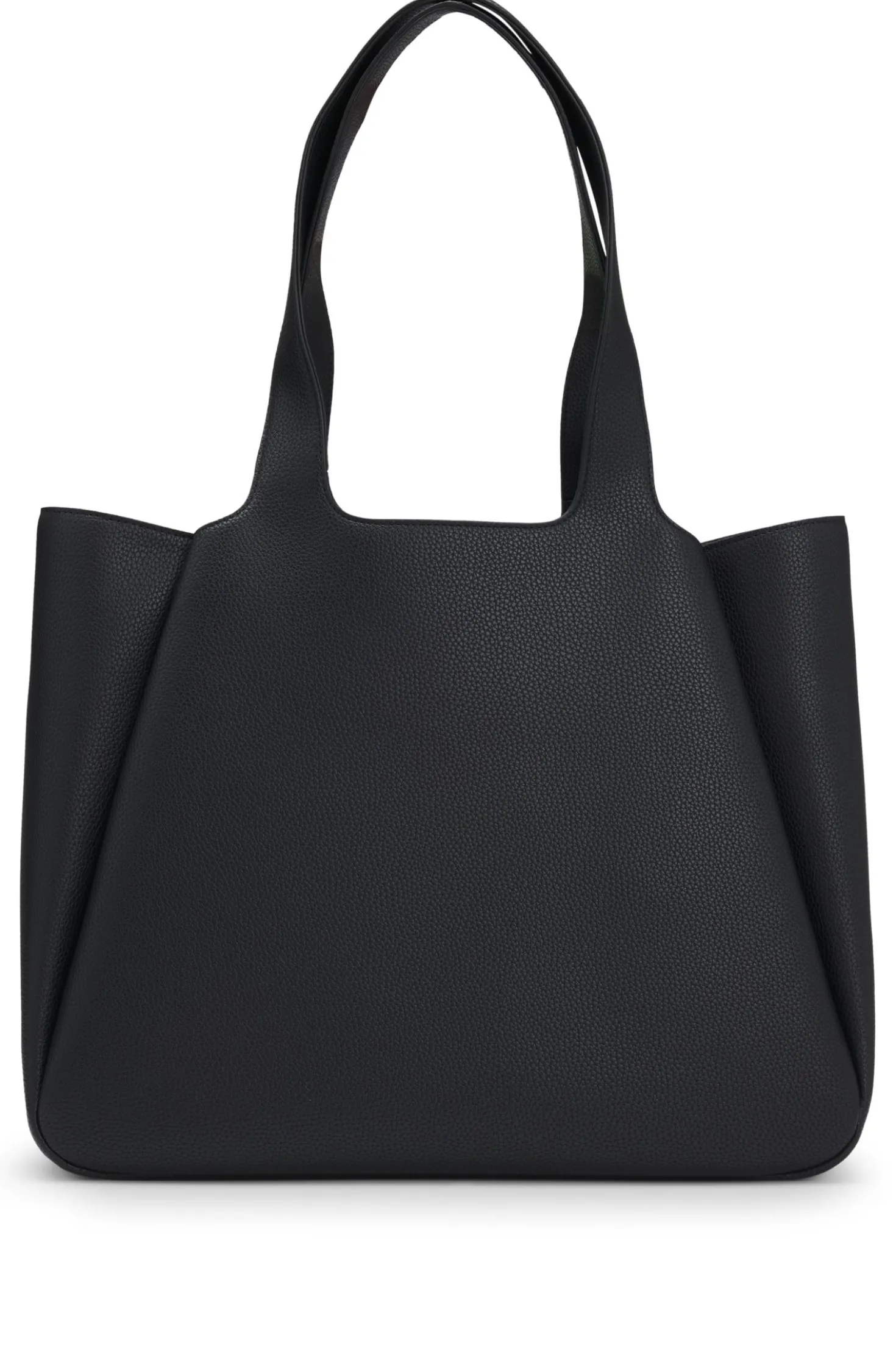 Faux-leather tote bag with logo patch
