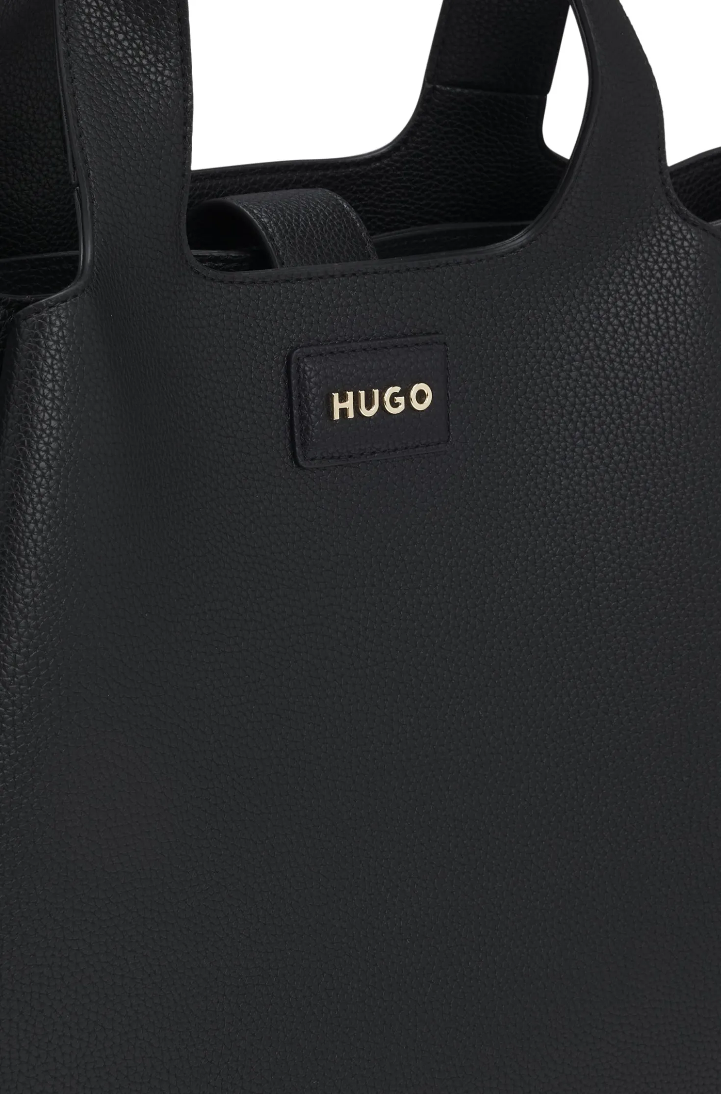 Faux-leather tote bag with logo patch
