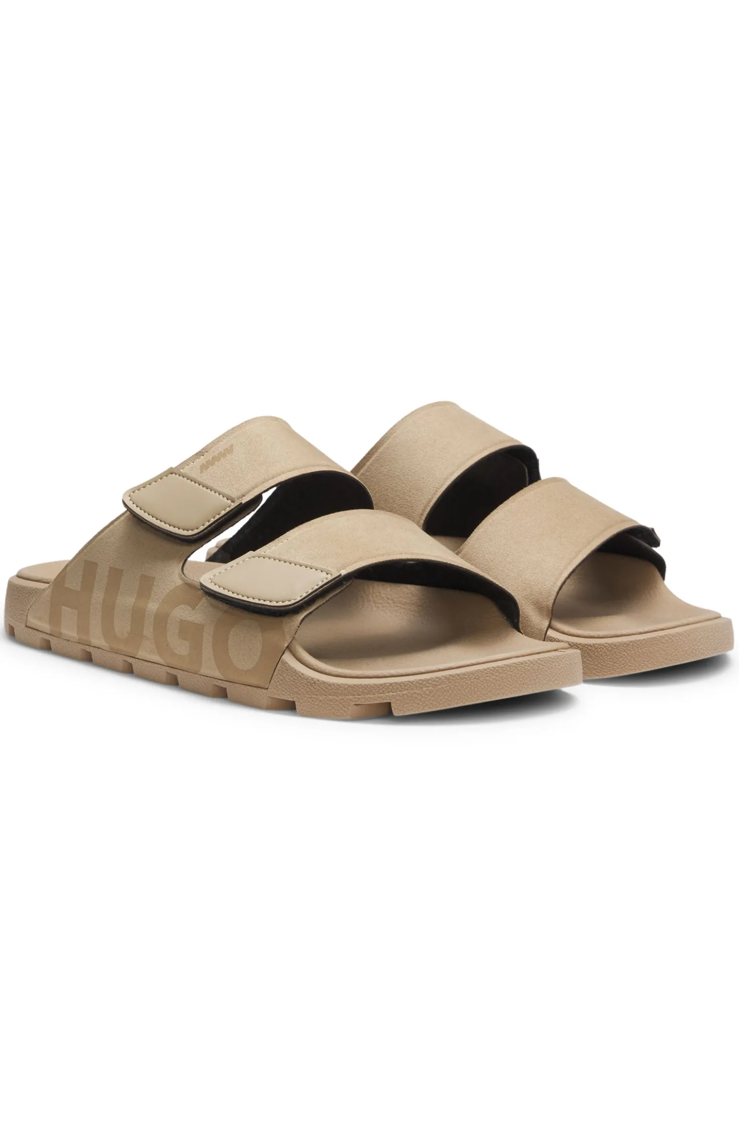 Faux-suede slides with logo detailing