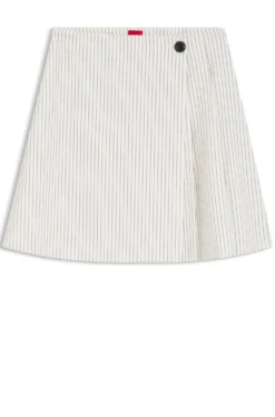 Faux-wrap mini skirt with pinstripe