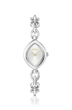 Fiora contoured watch in silver-tone steel