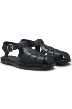 Fisherman-style sandals in leather with stacked logo
