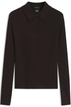 Fitted polo sweater in pure virgin wool