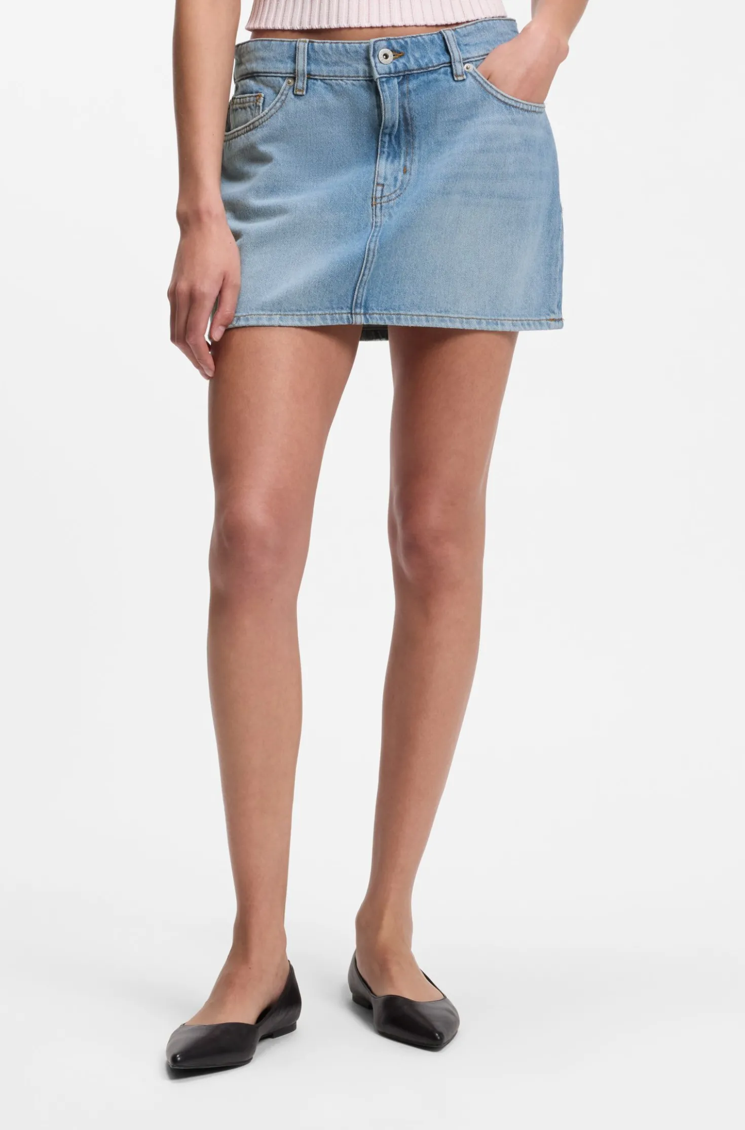 Five-pocket mini skirt in blue denim